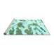 Sideview of Machine Washable Abstract Turquoise Modern Area Rugs, wshabs987turq