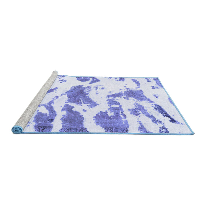 Sideview of Machine Washable Abstract Blue Modern Rug, wshabs987blu
