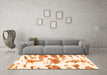 Machine Washable Abstract Orange Modern Area Rugs in a Living Room, wshabs987org