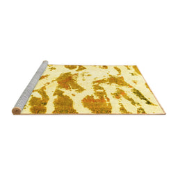 Sideview of Machine Washable Abstract Yellow Modern Rug, wshabs987yw