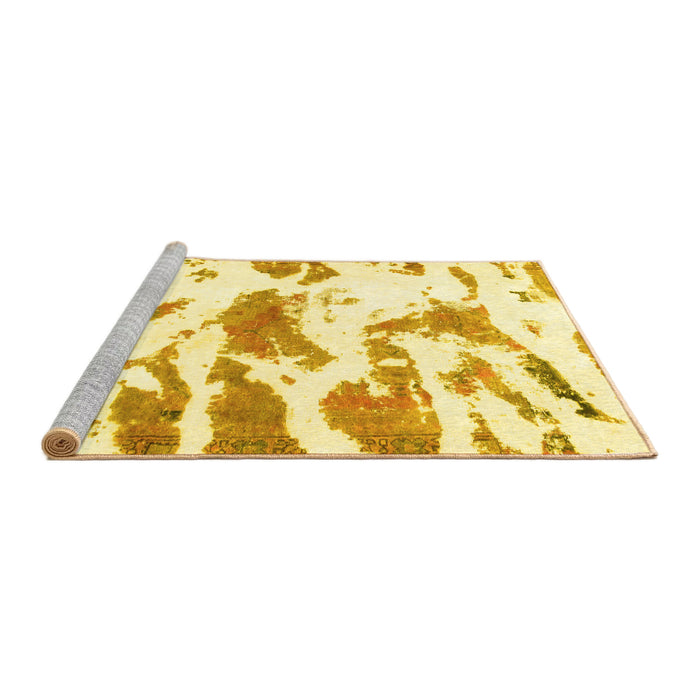 Sideview of Machine Washable Abstract Yellow Modern Rug, wshabs987yw