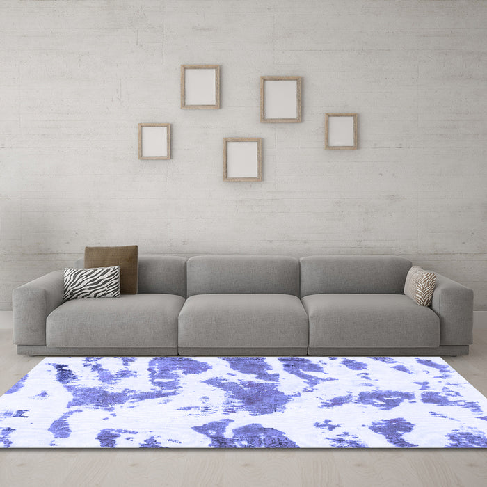 Machine Washable Abstract Blue Modern Rug in a Living Room, wshabs987blu