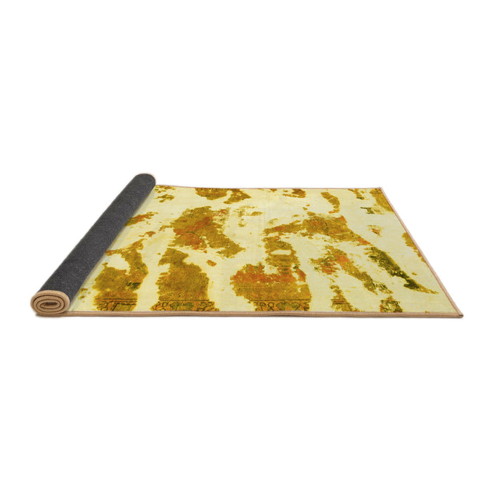 Sideview of Abstract Yellow Modern Rug, abs987yw