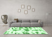 Machine Washable Abstract Emerald Green Modern Area Rugs in a Living Room,, wshabs987emgrn