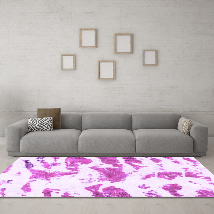 Machine Washable Abstract Purple Modern Area Rugs in a Living Room, wshabs987pur