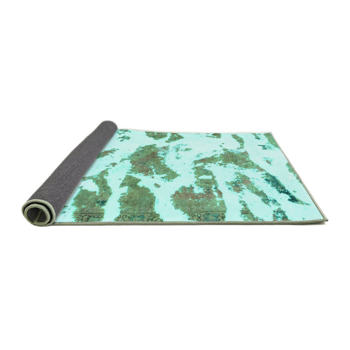 Sideview of Abstract Turquoise Modern Rug, abs987turq