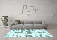 Machine Washable Abstract Light Blue Modern Rug, wshabs987lblu