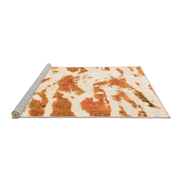 Sideview of Machine Washable Abstract Orange Modern Area Rugs, wshabs987org