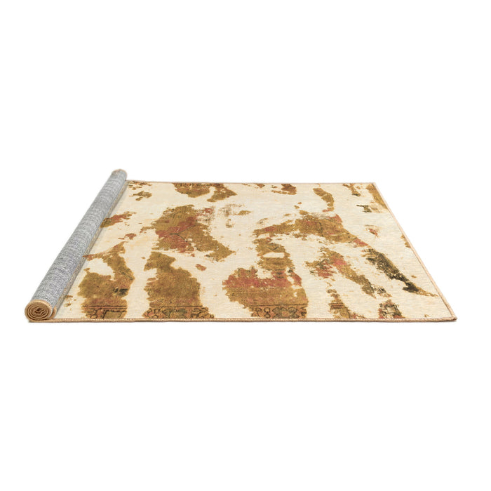 Sideview of Machine Washable Abstract Brown Modern Rug, wshabs987brn