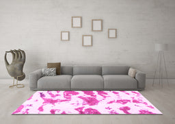 Machine Washable Abstract Pink Modern Rug in a Living Room, wshabs987pnk