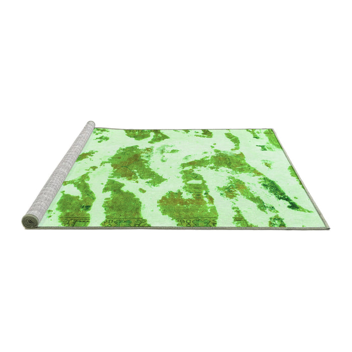 Sideview of Machine Washable Abstract Green Modern Area Rugs, wshabs987grn
