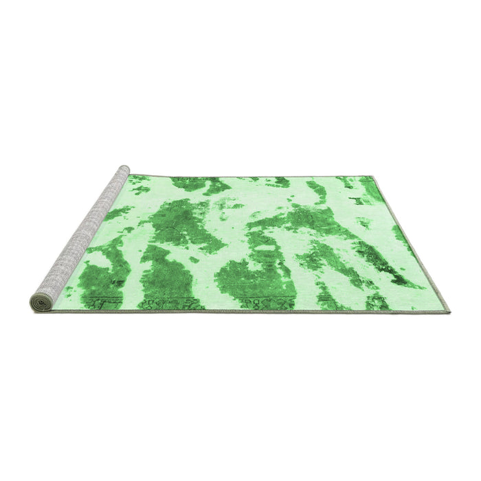 Sideview of Machine Washable Abstract Emerald Green Modern Area Rugs, wshabs987emgrn