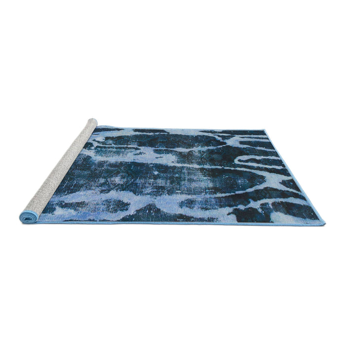 Sideview of Machine Washable Abstract Iceberg Blue Rug, wshabs988