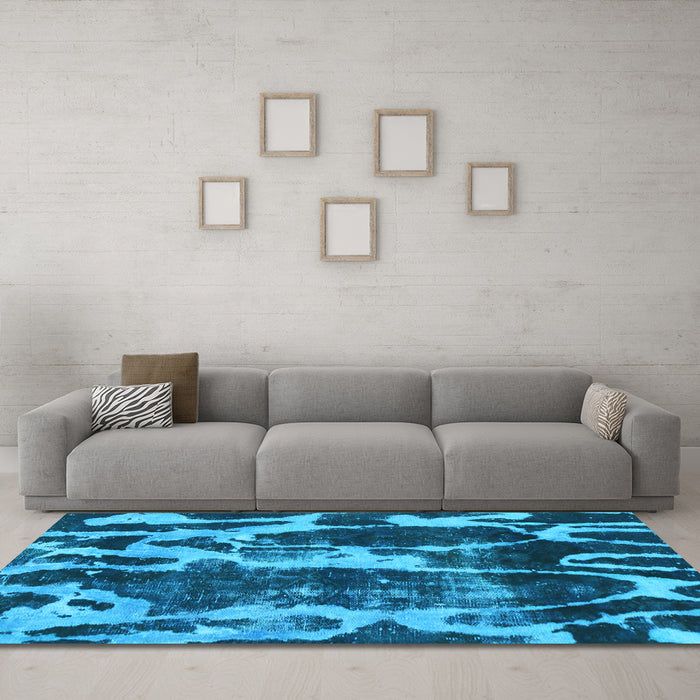 Machine Washable Abstract Light Blue Modern Rug in a Living Room, wshabs988lblu