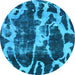 Round Abstract Light Blue Modern Rug, abs988lblu