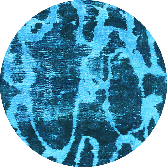Round Machine Washable Abstract Light Blue Modern Rug, wshabs988lblu