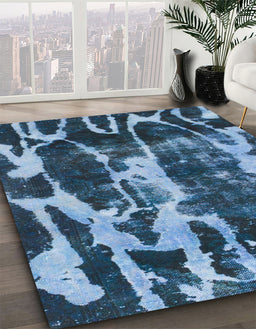Abstract Iceberg Blue Modern Rug in Family Room, abs988