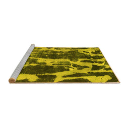 Sideview of Machine Washable Abstract Yellow Modern Rug, wshabs988yw