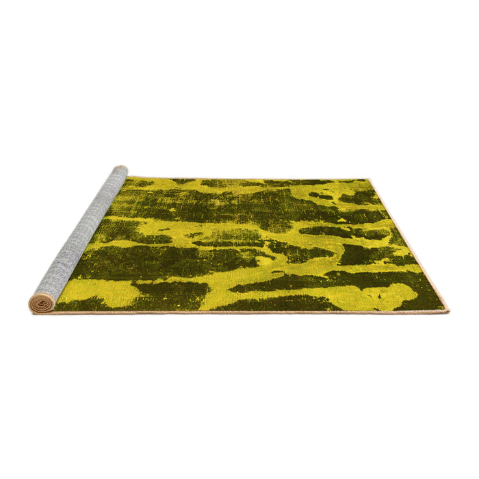 Sideview of Machine Washable Abstract Yellow Modern Rug, wshabs988yw