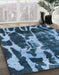 Abstract Iceberg Blue Modern Rug in Family Room, abs988