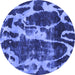 Round Abstract Blue Modern Rug, abs988blu