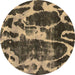 Round Abstract Brown Modern Rug, abs988brn