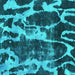 Square Machine Washable Abstract Turquoise Modern Area Rugs, wshabs988turq