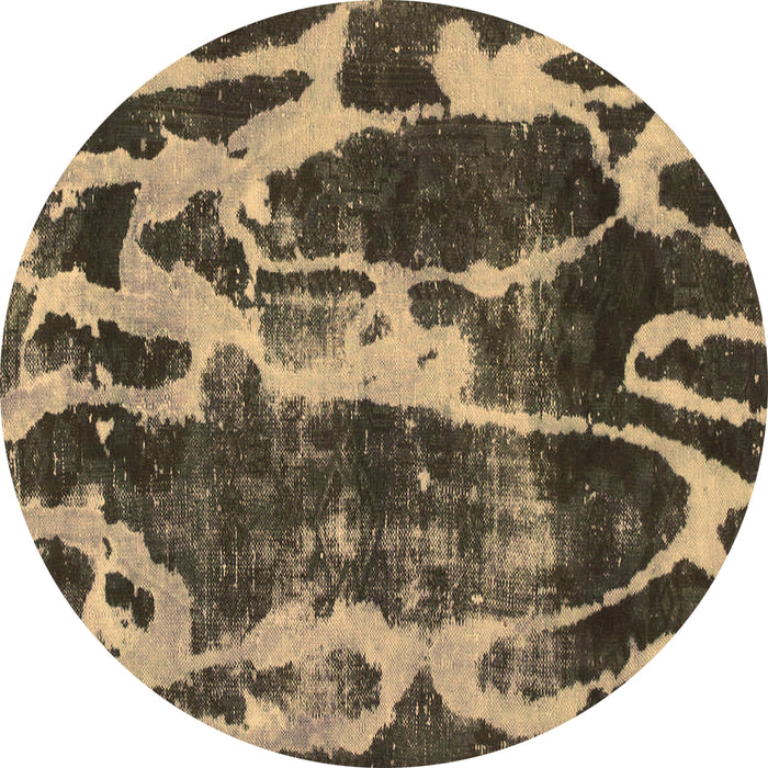 Round Machine Washable Abstract Brown Modern Rug, wshabs988brn