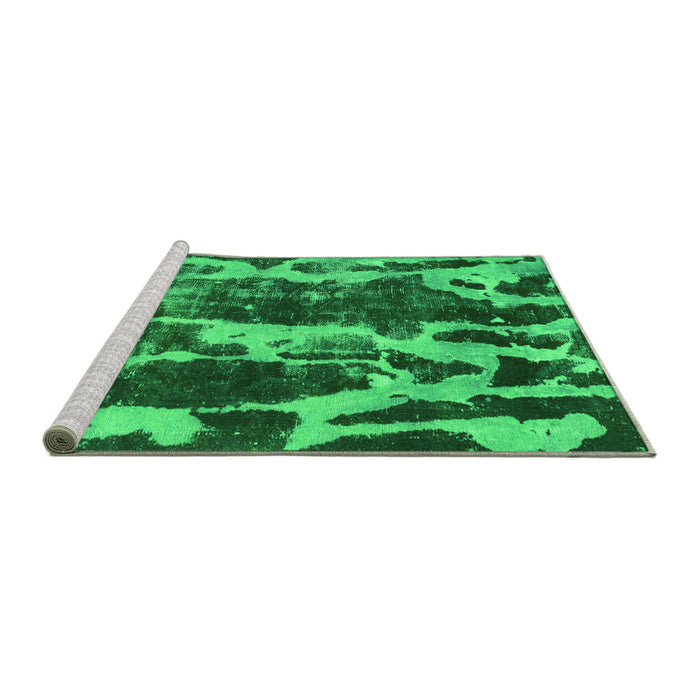 Sideview of Machine Washable Abstract Green Modern Area Rugs, wshabs988grn