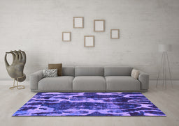 Machine Washable Abstract Purple Modern Area Rugs in a Living Room, wshabs988pur