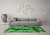 Machine Washable Abstract Emerald Green Modern Rug, wshabs988emgrn