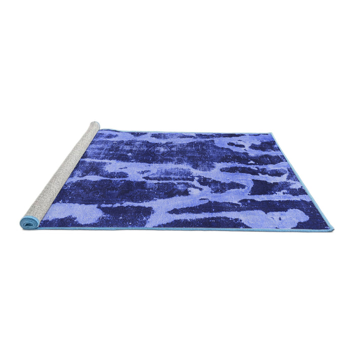 Sideview of Machine Washable Abstract Blue Modern Rug, wshabs988blu