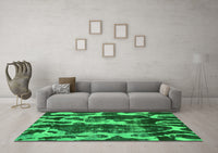 Machine Washable Abstract Green Modern Rug, wshabs988grn