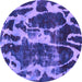 Round Machine Washable Abstract Purple Modern Area Rugs, wshabs988pur