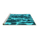 Sideview of Machine Washable Abstract Turquoise Modern Area Rugs, wshabs988turq