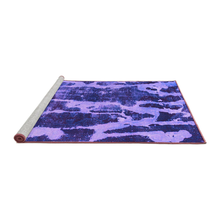Sideview of Machine Washable Abstract Purple Modern Area Rugs, wshabs988pur