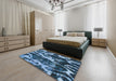 Abstract Iceberg Blue Modern Rug in a Bedroom, abs988