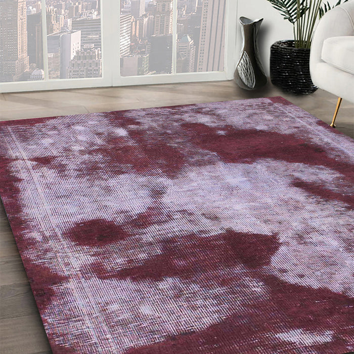 Machine Washable Abstract Purple Rug in a Family Room, wshabs989
