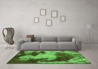 Machine Washable Abstract Green Modern Rug, wshabs989grn