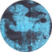 Round Abstract Light Blue Modern Rug, abs989lblu