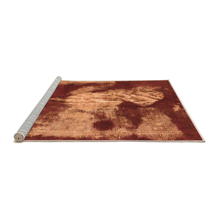 Sideview of Machine Washable Abstract Orange Modern Area Rugs, wshabs989org