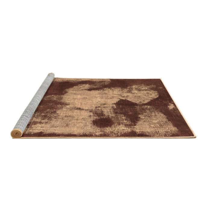 Sideview of Machine Washable Abstract Brown Modern Rug, wshabs989brn