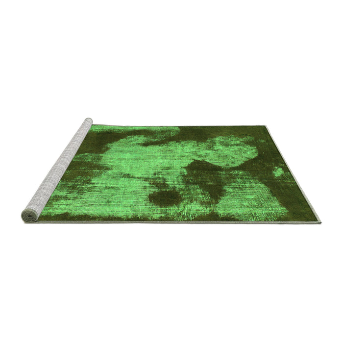 Sideview of Machine Washable Abstract Green Modern Area Rugs, wshabs989grn