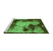 Sideview of Machine Washable Abstract Green Modern Area Rugs, wshabs989grn