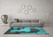 Machine Washable Abstract Turquoise Modern Area Rugs in a Living Room,, wshabs989turq