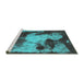 Sideview of Machine Washable Abstract Turquoise Modern Area Rugs, wshabs989turq