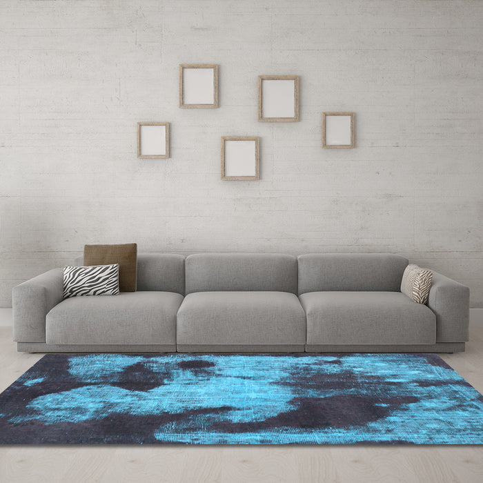 Machine Washable Abstract Light Blue Modern Rug in a Living Room, wshabs989lblu