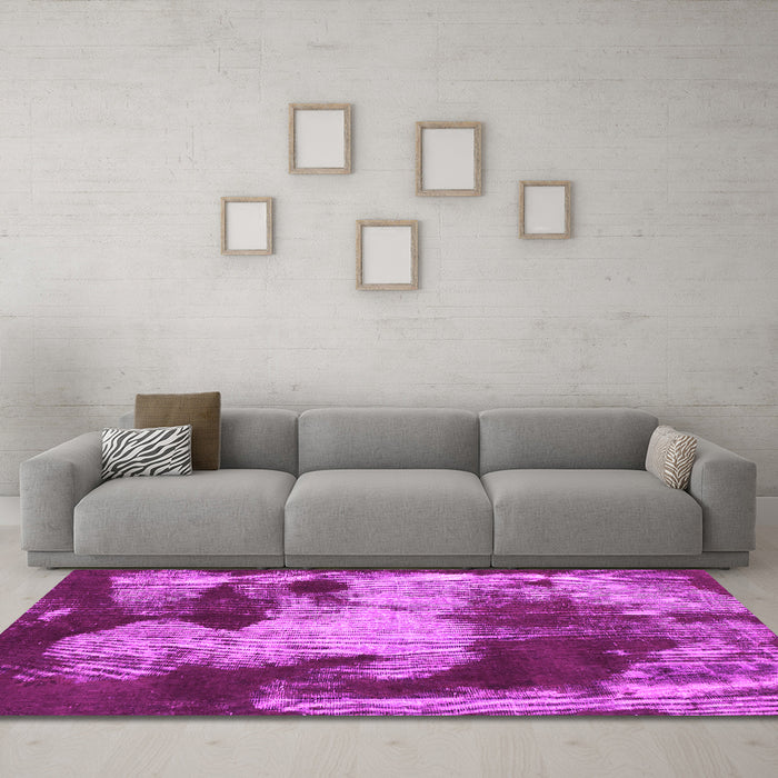 Machine Washable Abstract Pink Modern Rug in a Living Room, wshabs989pnk