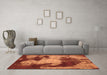 Machine Washable Abstract Orange Modern Area Rugs in a Living Room, wshabs989org