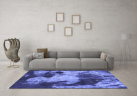 Machine Washable Abstract Blue Modern Rug, wshabs989blu